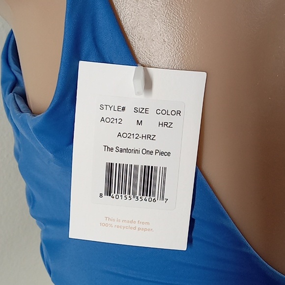 Andie Bathing Suit MEDIUM The Santorini One Piece 1 Swimwear BLUE Summer NEW - Picture 5 of 8